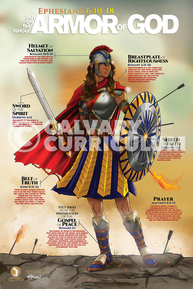 Latino Female (Armor of God) Calvary Posters